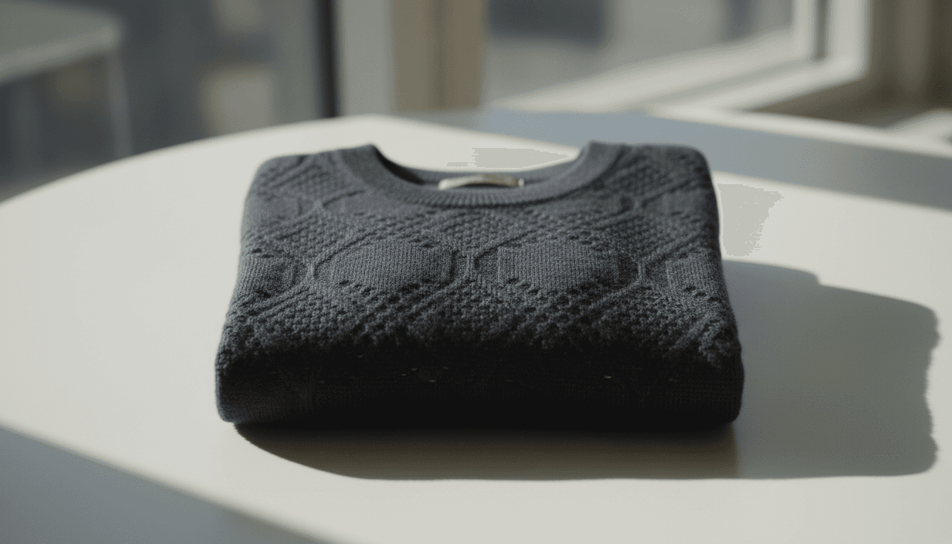 Premium luxury cashmere sweater detail shot