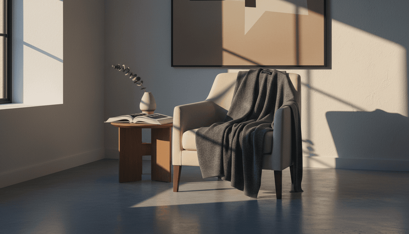 Luxury garment styled in elegant London setting