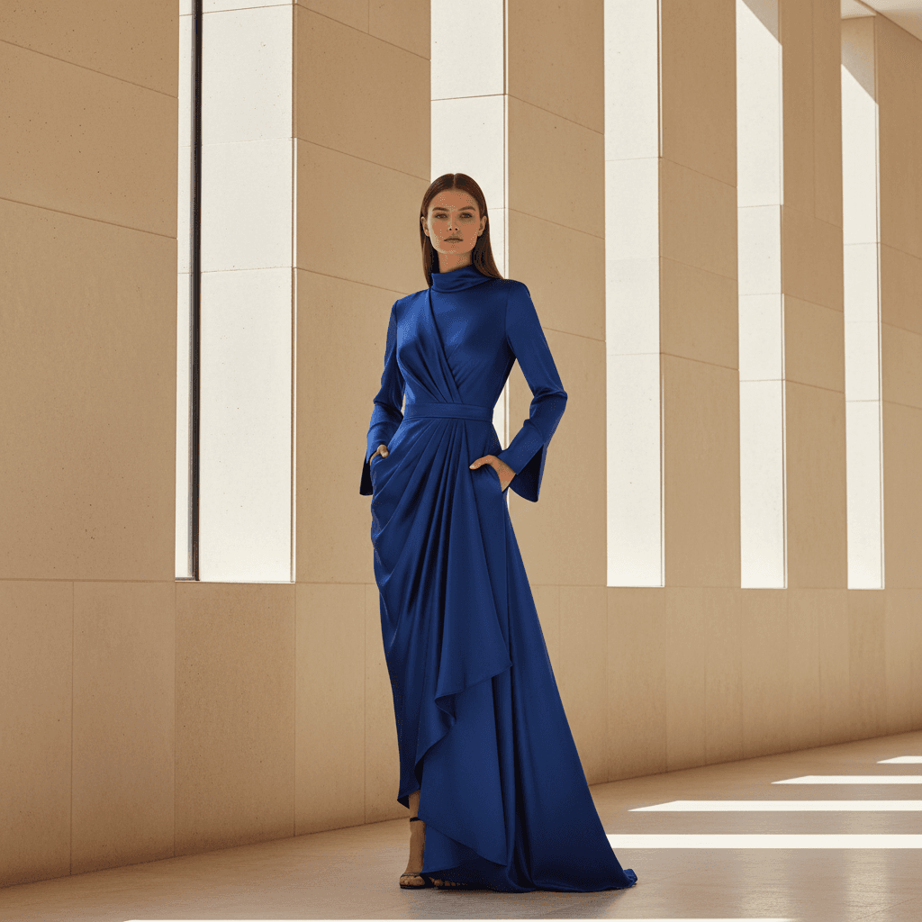 Bespoke luxury dress on figure