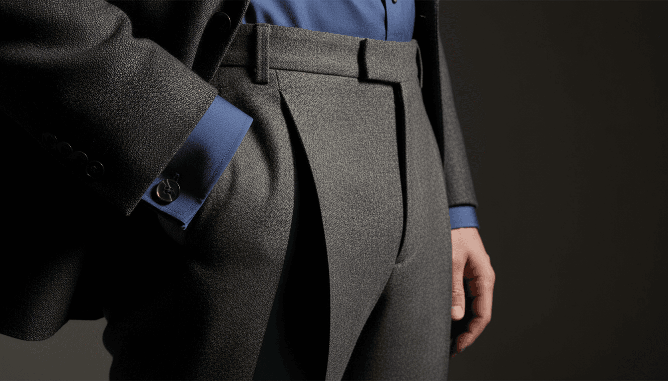 Close-up of premium luxury fabric textures and tailored garment details showcasing fine craftsmanship