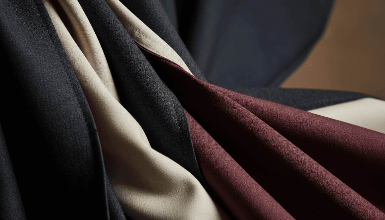 Close-up of premium luxury fabric texture and garment construction detail