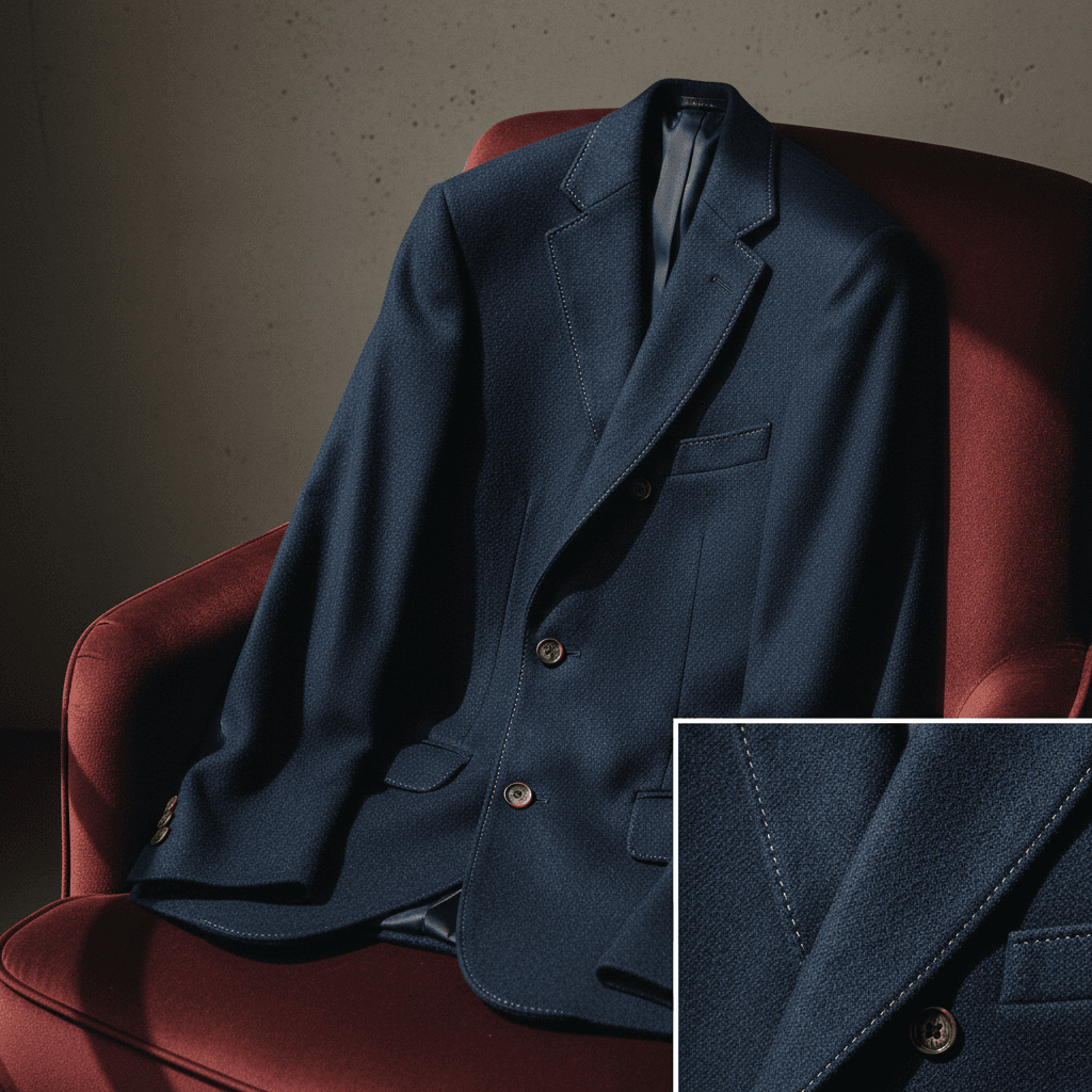 Premium tailored wool blazer detail